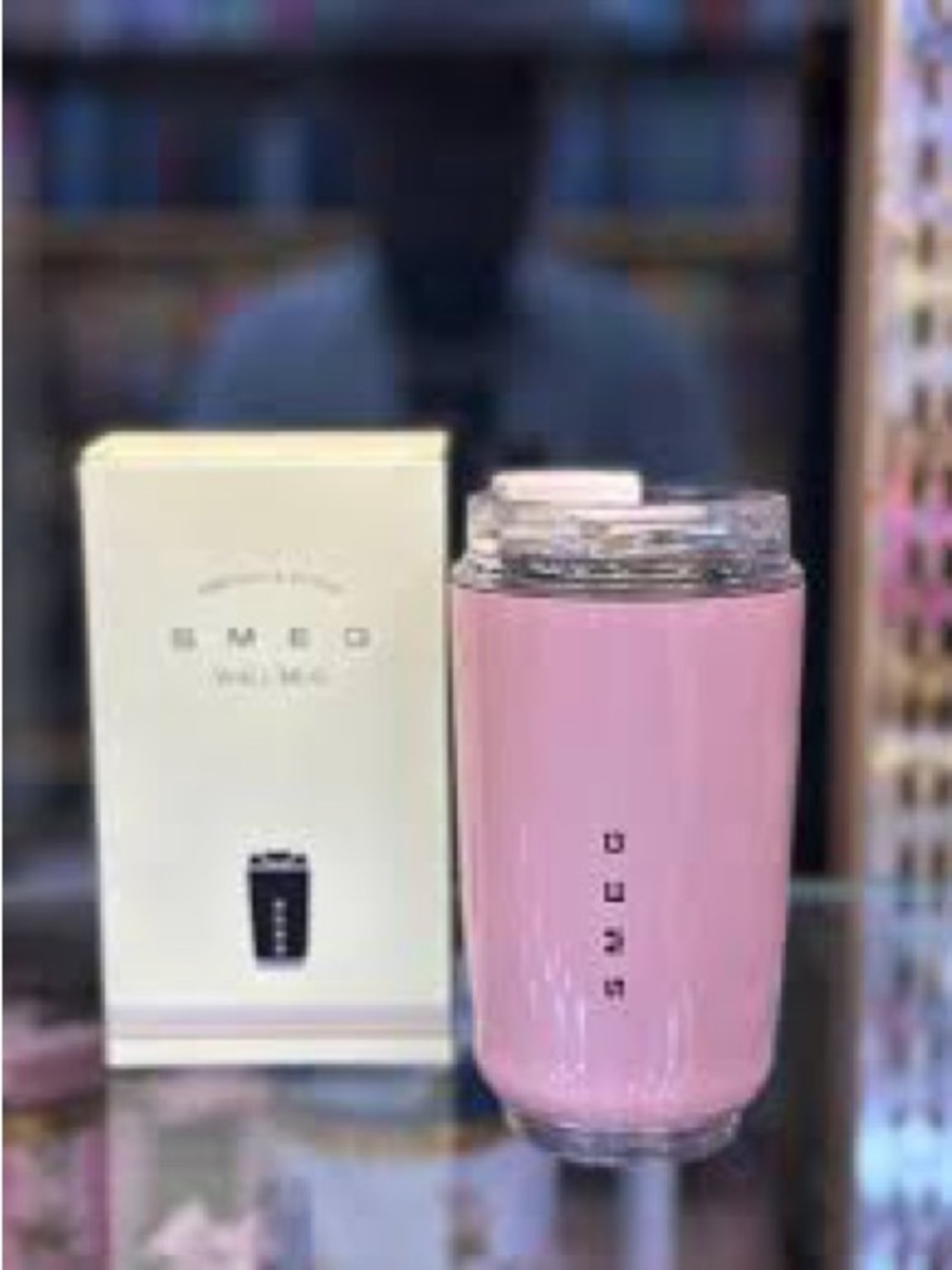 SMEG  Insulated Travel Mug Pink Stainless Steel Coffee Cup 240ml